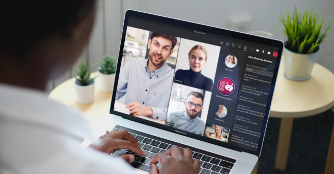 Human having a virtual meeting, using Tilde Meeting Assistant